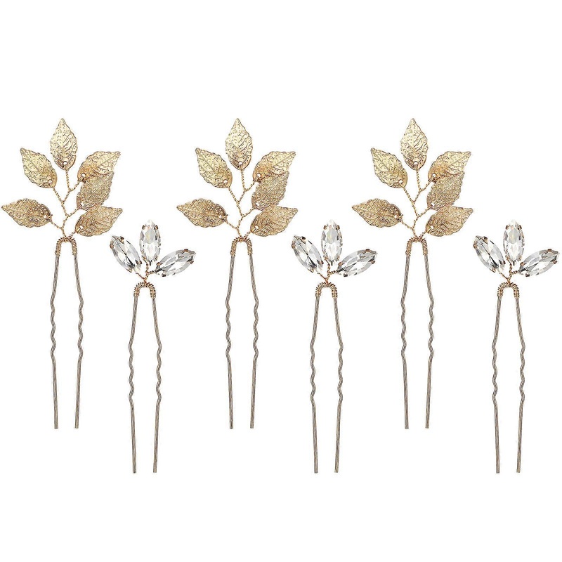 Rhinestone Hairpins Bridal Headdress Wedding Party Elegant Looks Leaves Shapes Alloy 6Pcs | Fruugo SG