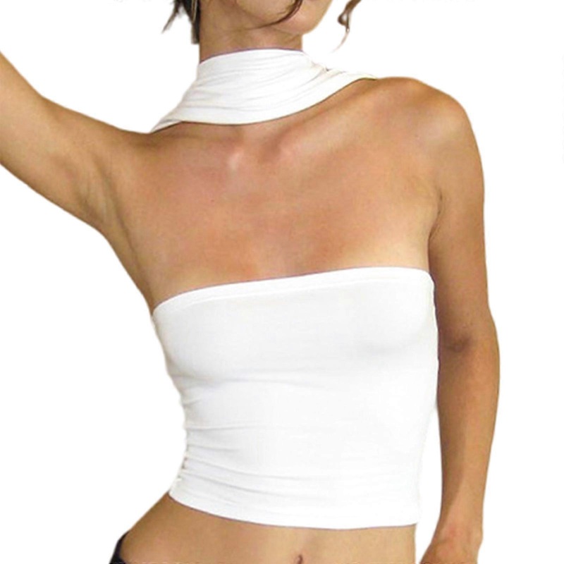 Sexy Off Shoulder 2 Way Wear Backless Sleeveless Tank Vests Halterneck Hollow Out Wrap Chest Crop Tube Top for Women  White S | Fruugo SG