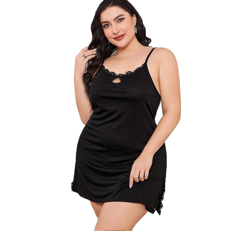 Sleeveless Sleep Dress Lace Splicing Backless Nightgown Cutout Thigh Split Sleepdress Women Pure Color Sleepwear | Fruugo SG