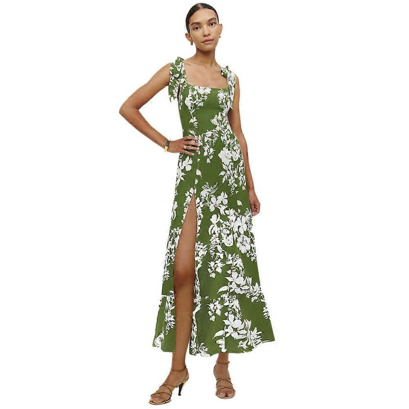 Spring and summer new fashion women’s dress, suspenders lacing chest slit floral dress | Fruugo SG