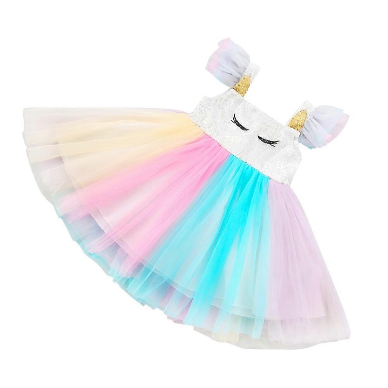 Tutu Dress Rainbow Color Girls Costume Birthday Performance Outfit Sleeveless Princess Style 1Pack | Fruugo SG
