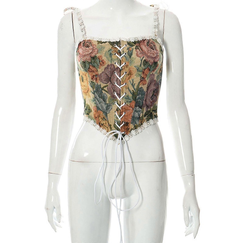 Vintage Women Corset Floral Pleated Bustier Top Trim Overbust Waist Cincher Bustier Top Women Summer Dress Accessories  Yellow S | Fruugo SG