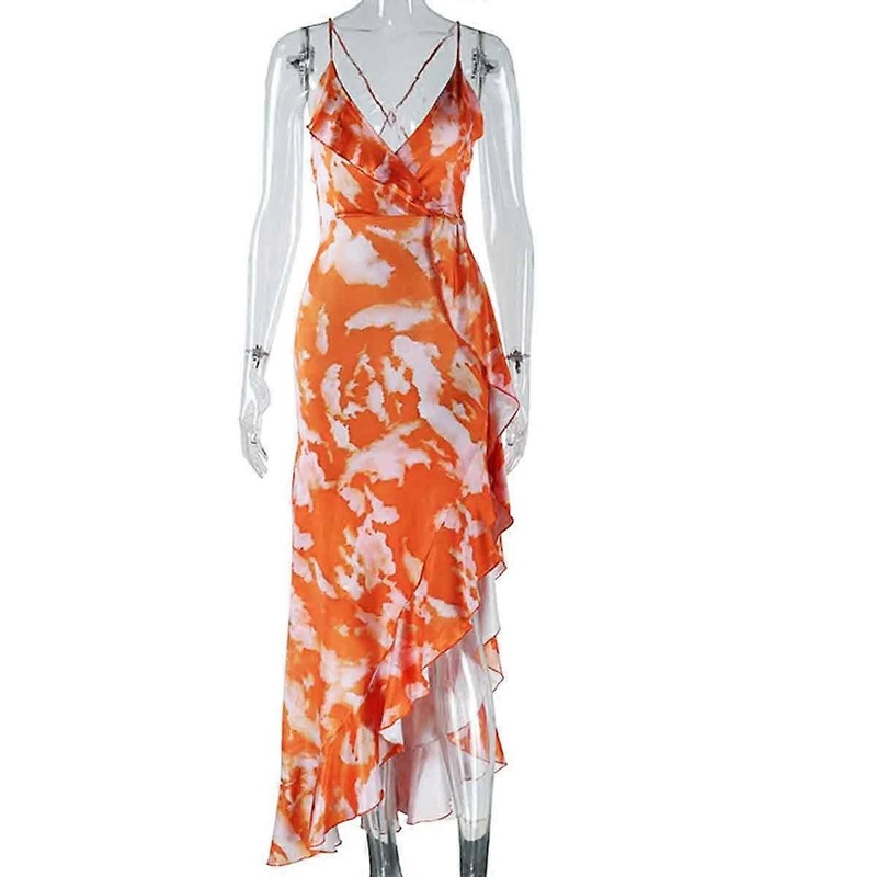 Women Backless Floral Print Spaghetti Strap Bodycon Maxi Dress Low Cut Sleeveless Sling Long Dress Summer Dresses Streetwear Party Cocktail | Fruugo SG