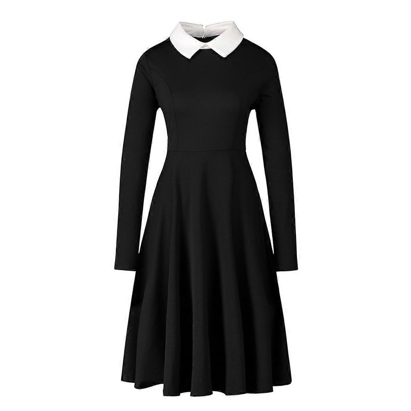Women s Long Sleeve Casual Peter Pan Collar Flare Dress | Fruugo SG