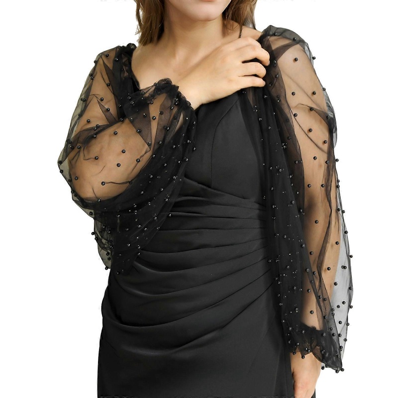 1Pair Removable Mesh Puff Sleeves with Beads Fashionable Arm Sleeves for Wedding Party Bridal Gowns and Evening Wear  Black | Fruugo SG