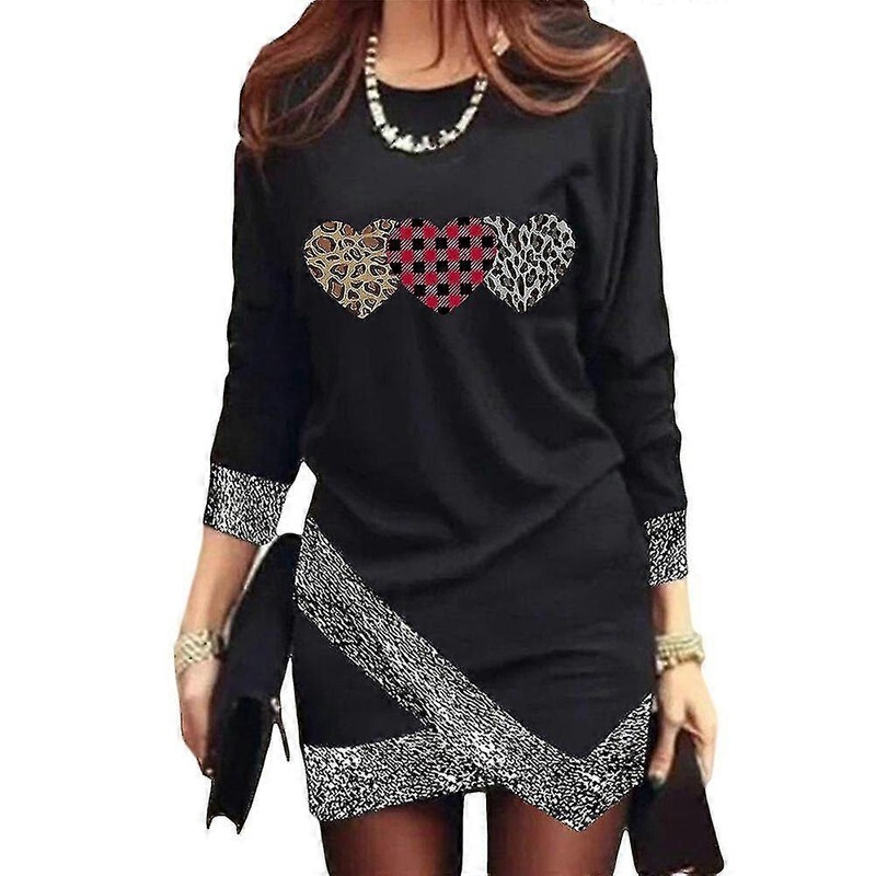 Christmas Party Women Printed Long Sleeve Mini Dress Irregular Dresses | Fruugo SG