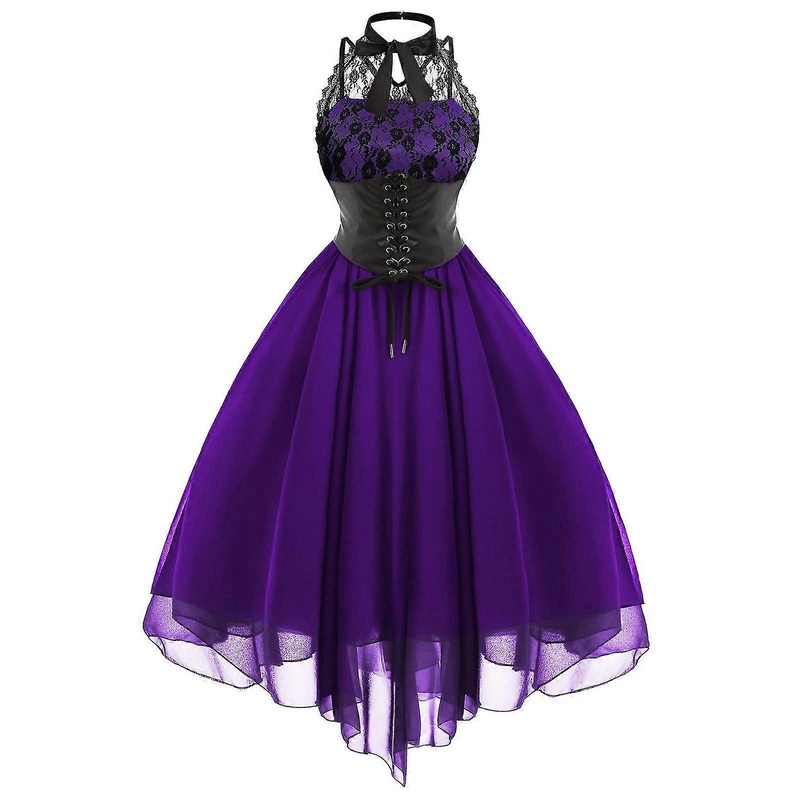 Clothing Steampunk Women’s Rockabilly Dresses Sleeveless High Low Design Steampunk A-Line Dress | Fruugo SG