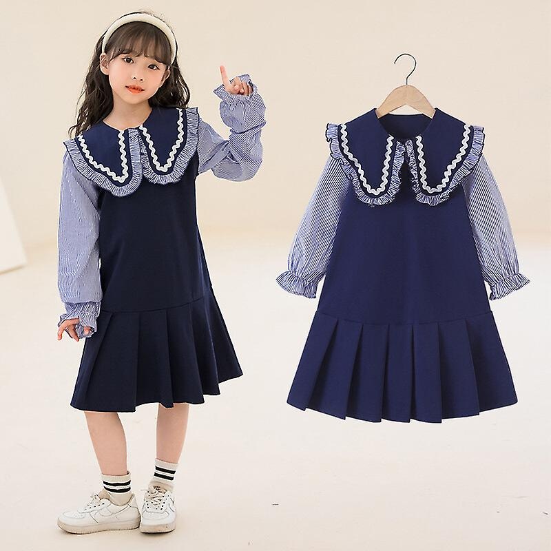 Girls Dress Spring And Autumn Children’s Casual College Style Princess Dress Striped Children’s Wear Long Sleeves | Fruugo SG