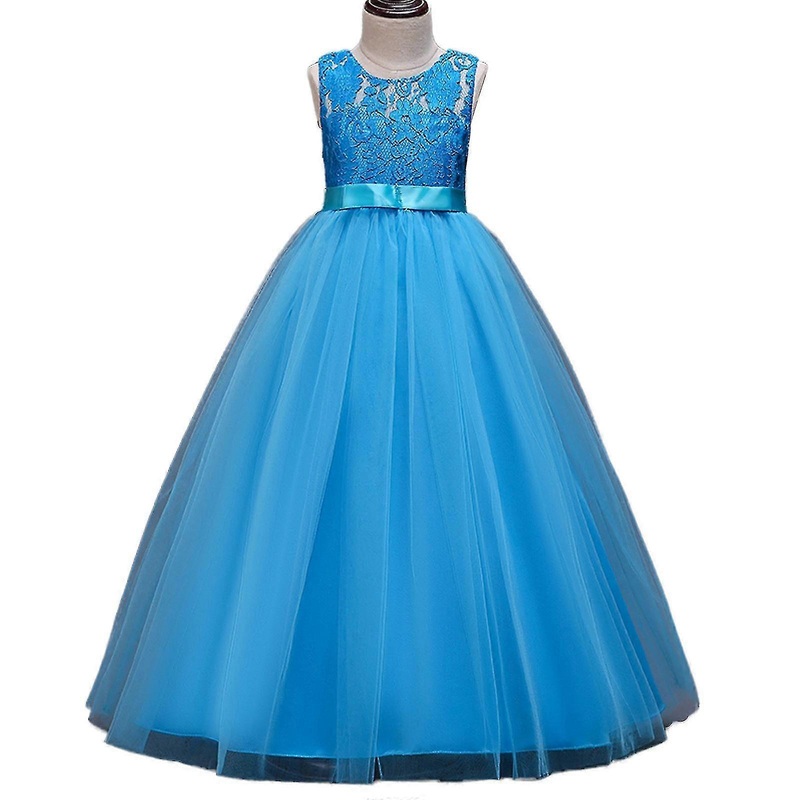 Girls Flower Lace Bridesmaid Dress Long Wedding Pageant Dresses Tulle Party Gown | Fruugo SG