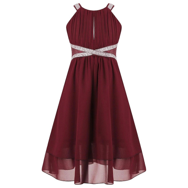 Kids Girls Elegant Chiffon Party Dress Birthday Evening Prom Wedding Flower Girl Dresses Sleeveless Shiny Rhinestone A-Line Gown | Fruugo SG