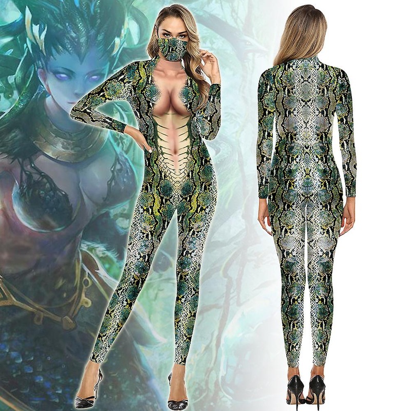 Ladies Snake 3d Digital Printing Cosplay Clothing Tight Long Sleeve Clothing | Fruugo SG