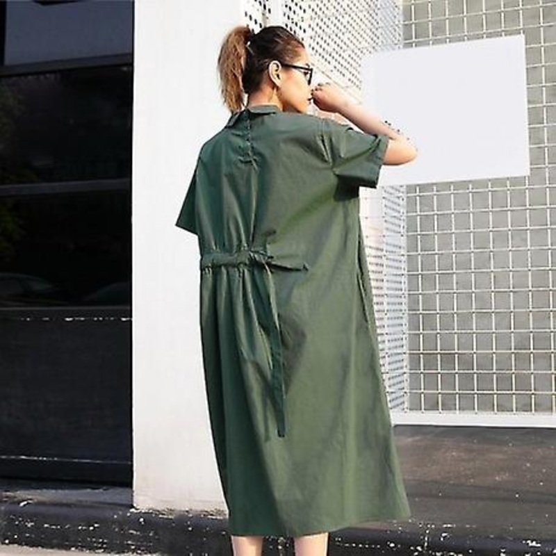 Peter Pan Collar Half Sleeve A-line Knee Length Dress | Fruugo SG