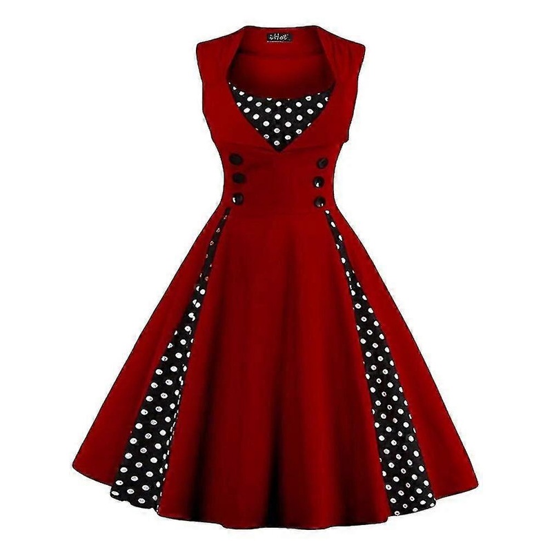 S-5xl Women Robe Retro Vintage Dress 50s 60s Rockabilly Dot Swing Pin Up Summer Party Dresses Elegan | Fruugo SG