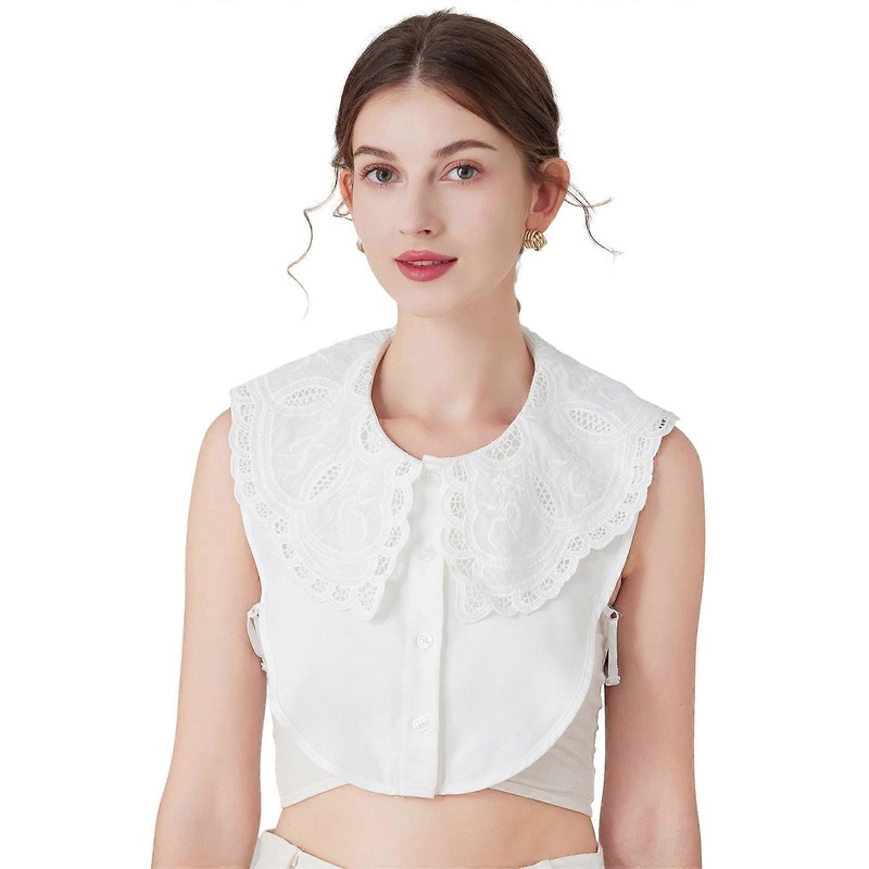 Simple White Hollow out Brim Decorative Collar Sweater Dress Clothes Sewing Lace Collar DIY Hollow out False Collar  White | Fruugo SG