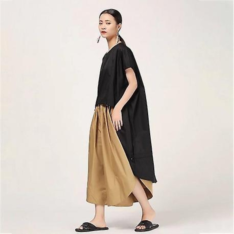 Sleeve Asymmetrical Drawstring Hem Loose Plus Size Dress | Fruugo SG