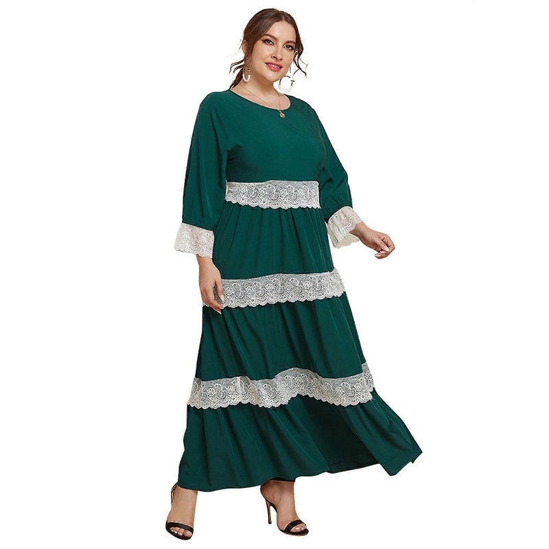 Stylish Oversized Women Midi Dress Sexy Long Sleeve Lace Layered Casual Loose Dress Bohemian for Beach Holiday Summer  Green XXXXL | Fruugo SG