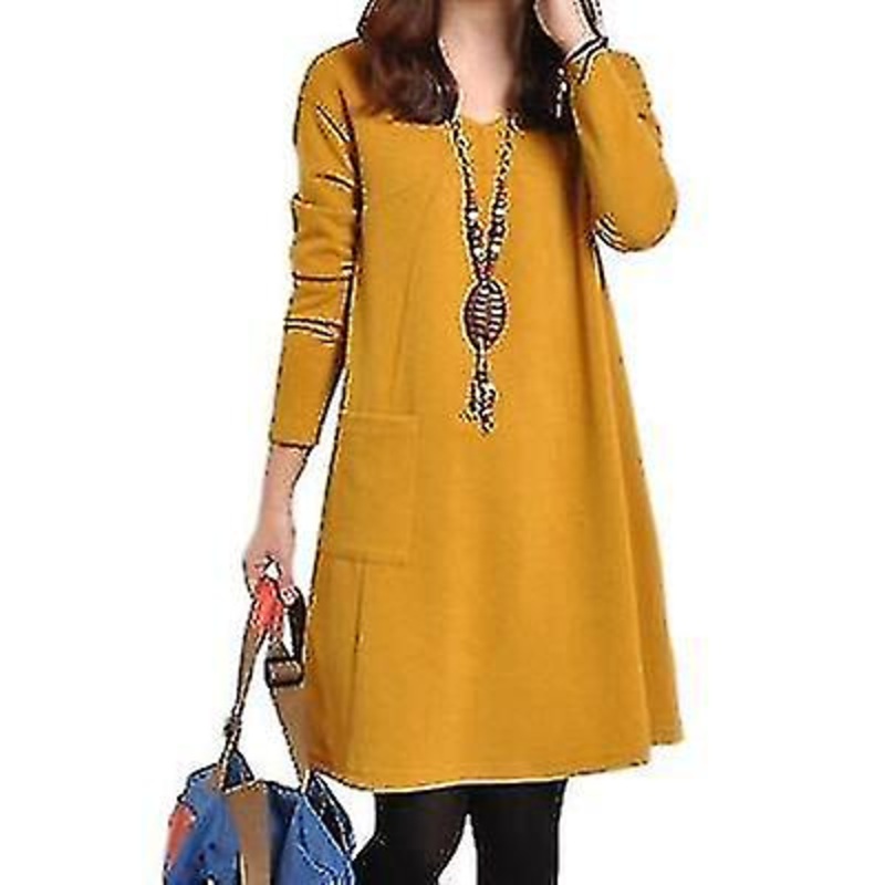 Warm Tunic Dress Long Sweater Knit-xinhan | Fruugo SG