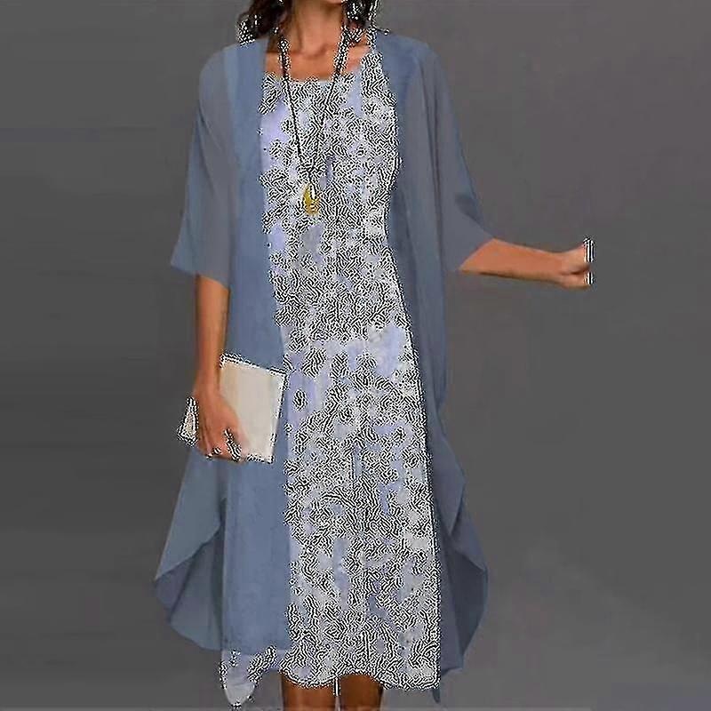 Women Bohemian Dress With Cardigan Casual Floral Printed Two Piece Dresses | Fruugo SG