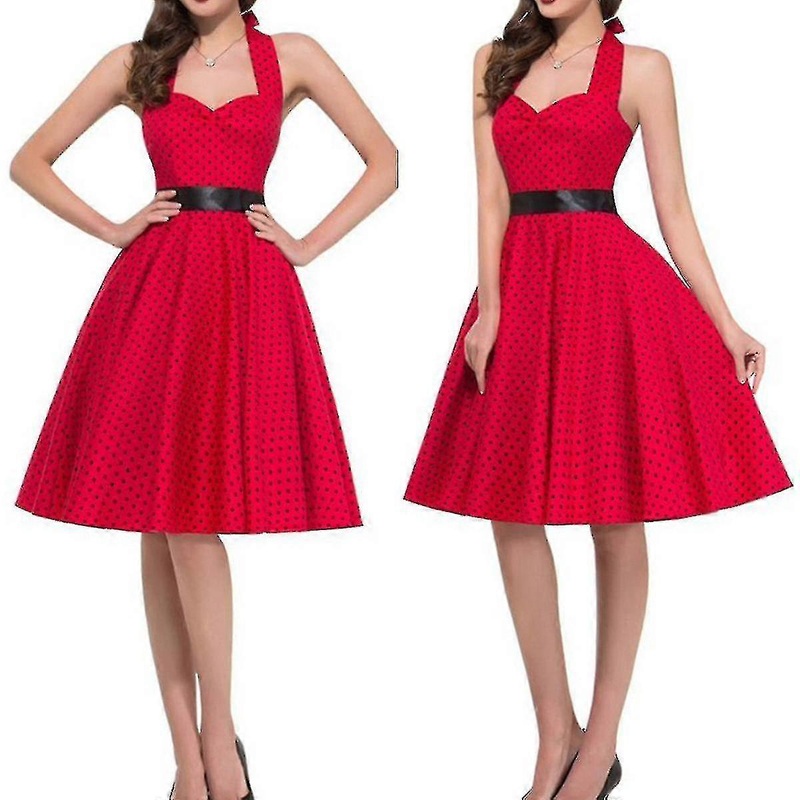 Women Polka Dot Vintage Cocktail Party Halter Dresses Best Gift | Fruugo SG