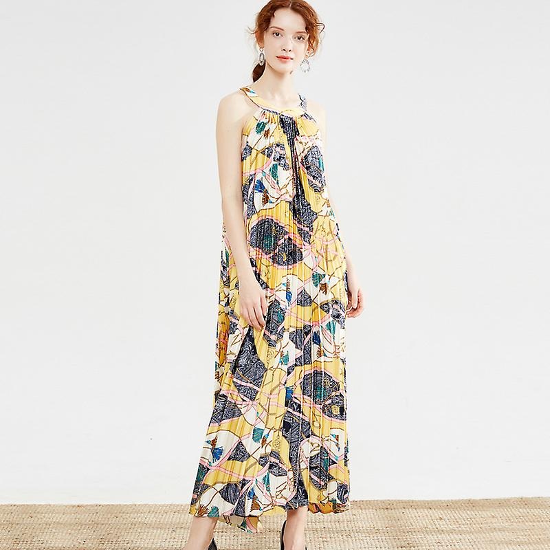 Women’s 2024 Summer Pleated Halter Dress Crushed Floral Dresses Seaside Vacation Beach Dress Slim Printed Mid-Length Plus Size Women’s Dresses | Fruugo SG