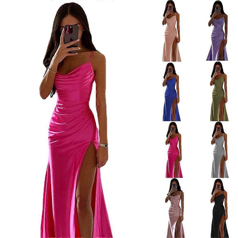 Women’s Nightgowns Slit Long Satin Strapless Dress Rose Red | Fruugo SG