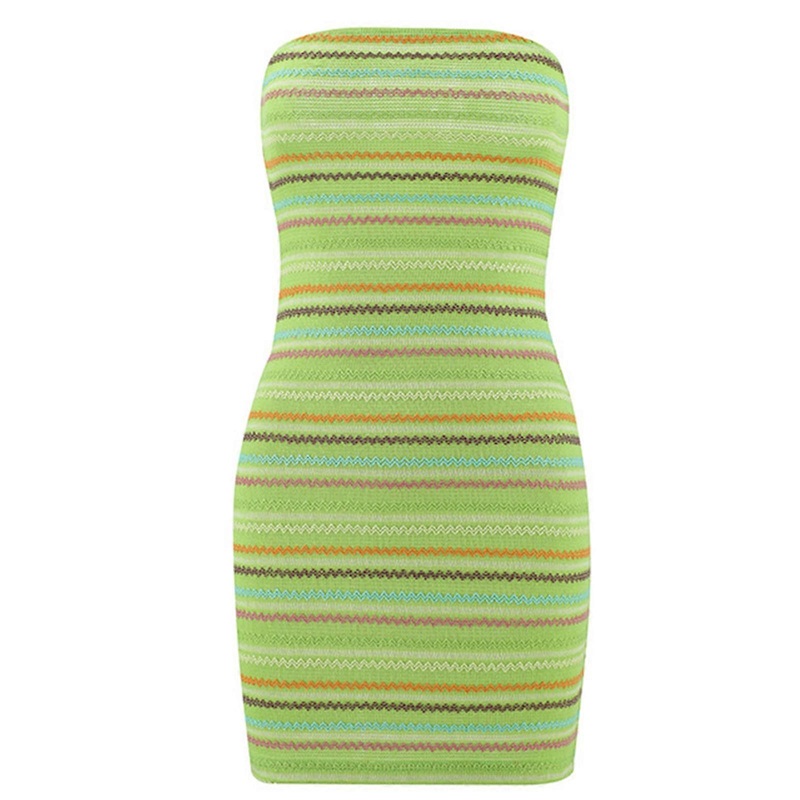 Women’s Sexy Strapless Tube Bodycon Dress Stripe Knitted Mini Pencil Dresses Party Dress Clubwear Y2K Short Dress Gift  light green M | Fruugo SG
