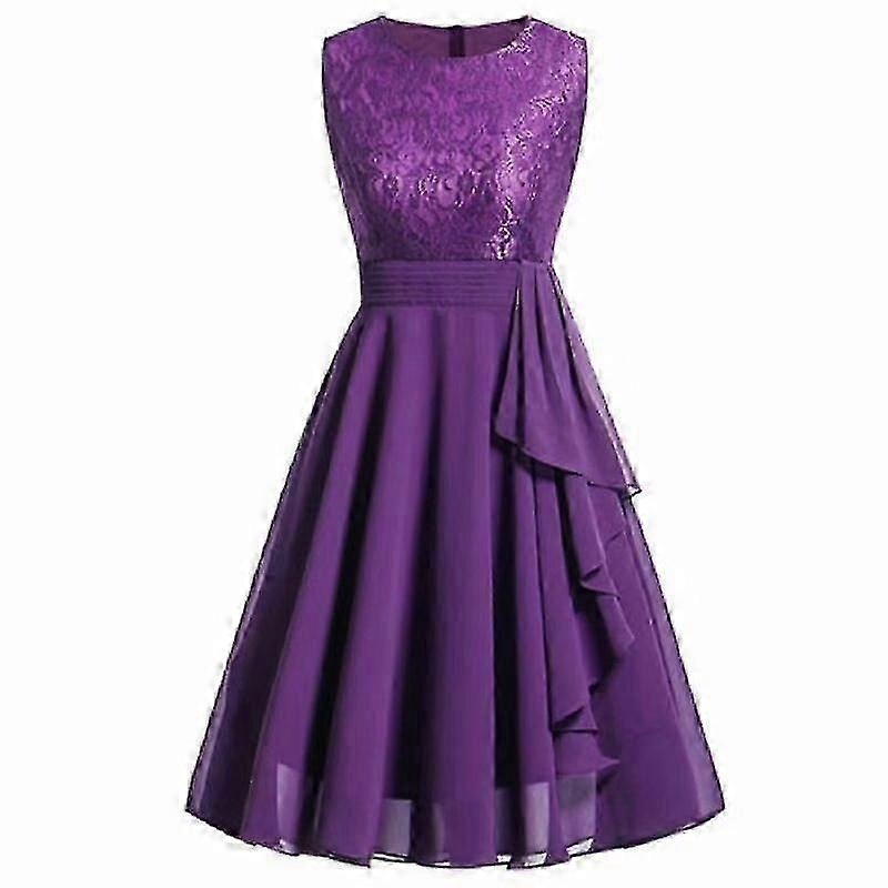 Women’s Sleeveless Wedding Bridesmaid Lace Long Dress Big Swing Slim Dress | Fruugo SG