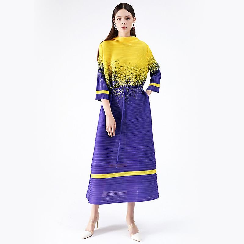 Women’s Summer Plus Size Dresses Loose Hem High Stretch Printed Tindal Gradient Color Pleated Folded fabric With Elasticity Suitable for All Body Type | Fruugo SG