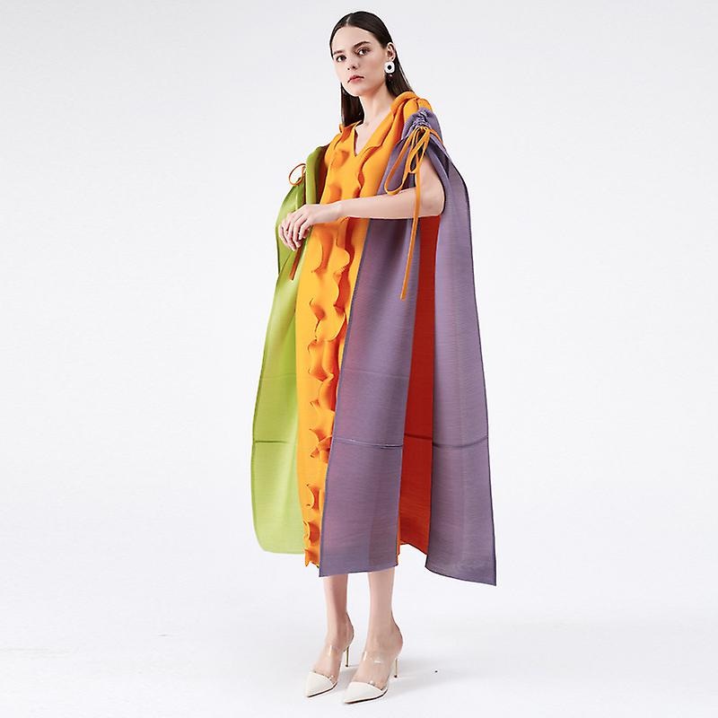 Women’s Summer Plus Size Dresses Pleated V-neck Loose Casual Dresses Folded Fabric With Large Elasticity Suitable for All Body Types | Fruugo SG