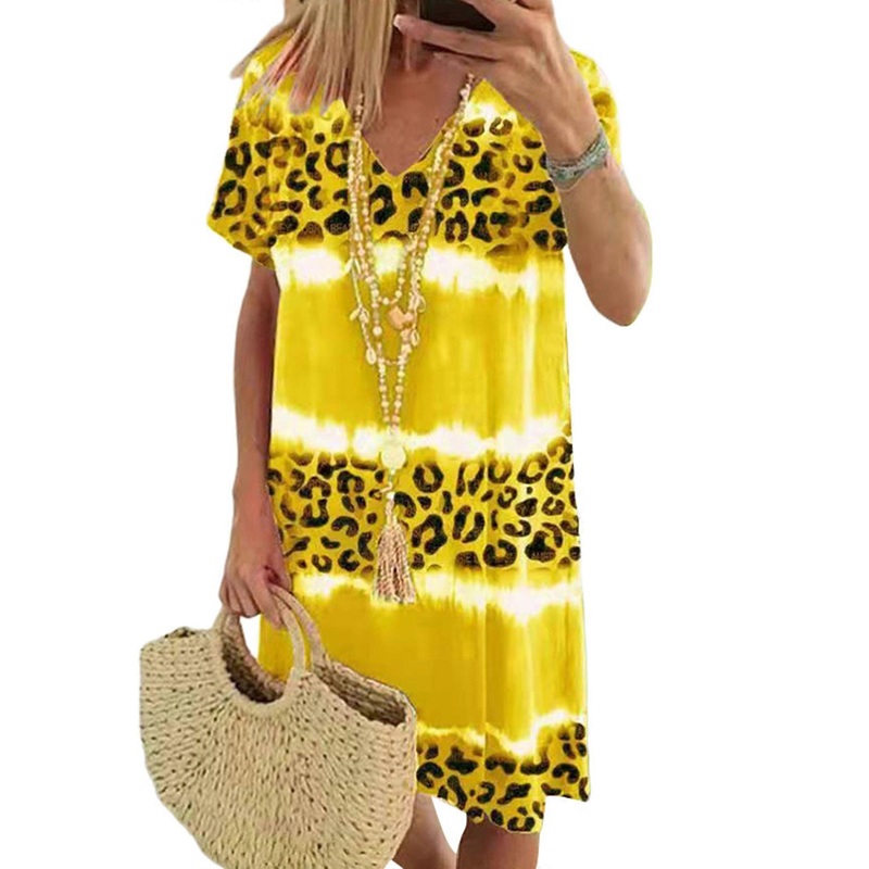 Women Striped Print Long Mini T-shirt Dress Casual V-neck Sexy Party Short Swing Dress Trendy | Fruugo SG