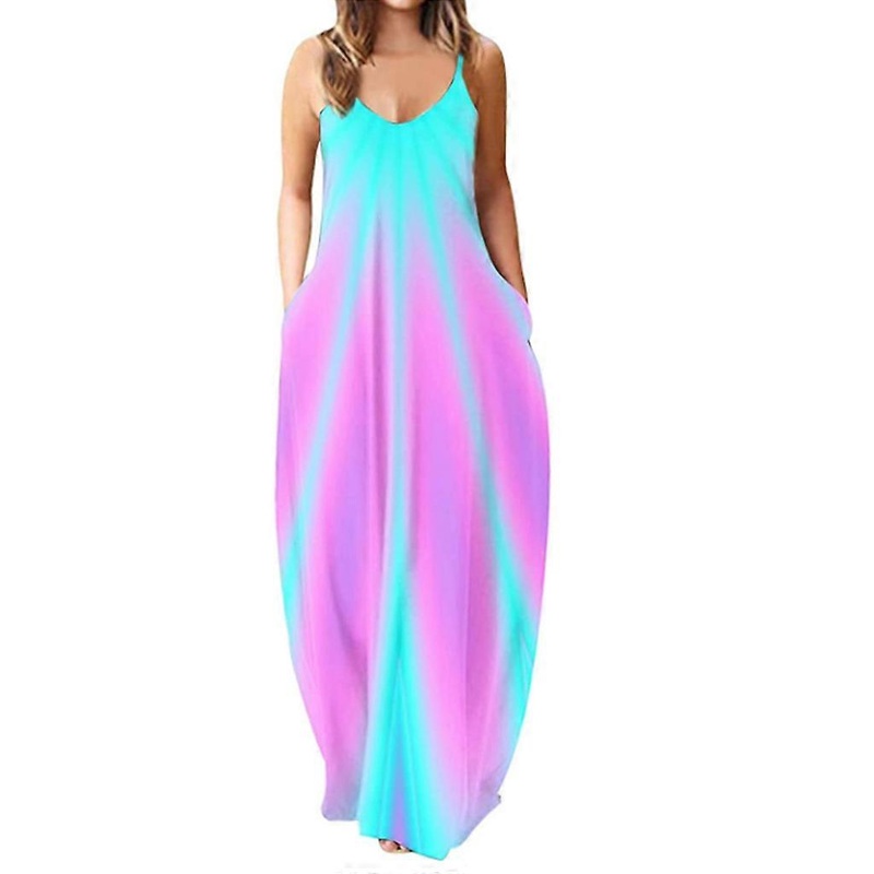 Women Summer Sleeveless Sexy Deep V-Neck Maxi Long Dress Boho Gradient for Butterfly Print Spaghetti Strap Beach Camis Sundress with Pockets  9 | Fruugo SG