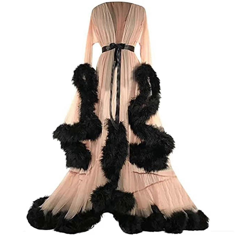Womens Trailing Long Dress Feather Flared Sleeves Dress Perfect For Bachelorette Parties | Fruugo SG
