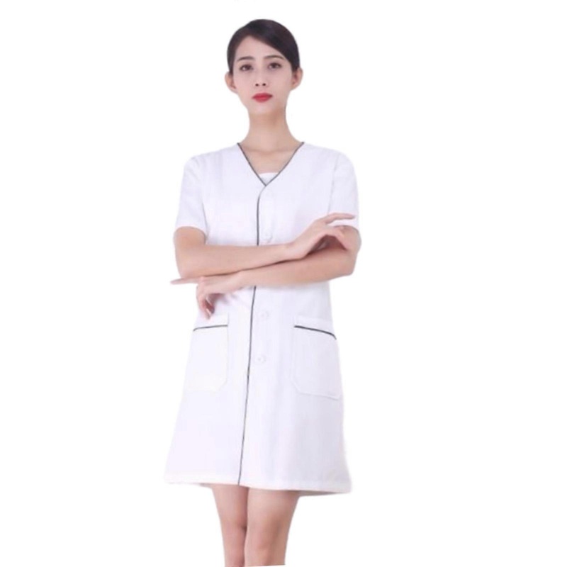 Beauty Therapist Uniform Multi Size Breathable Workwear Front Button Tops Lightweight Style Coat For Spa Professionals  White XL | Fruugo SG