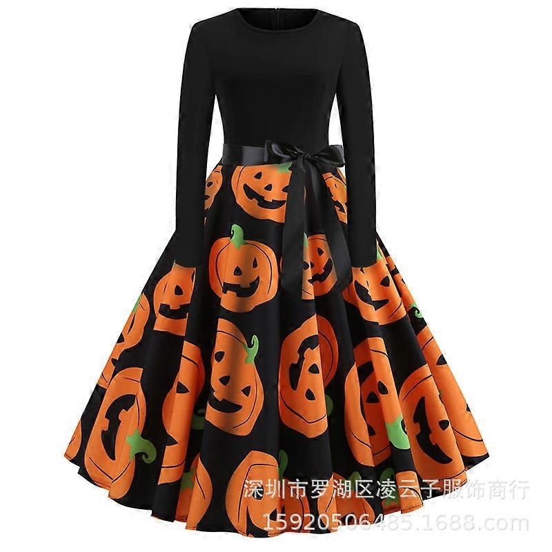 Halloween Print Long Sleeve Dress | Fruugo SG