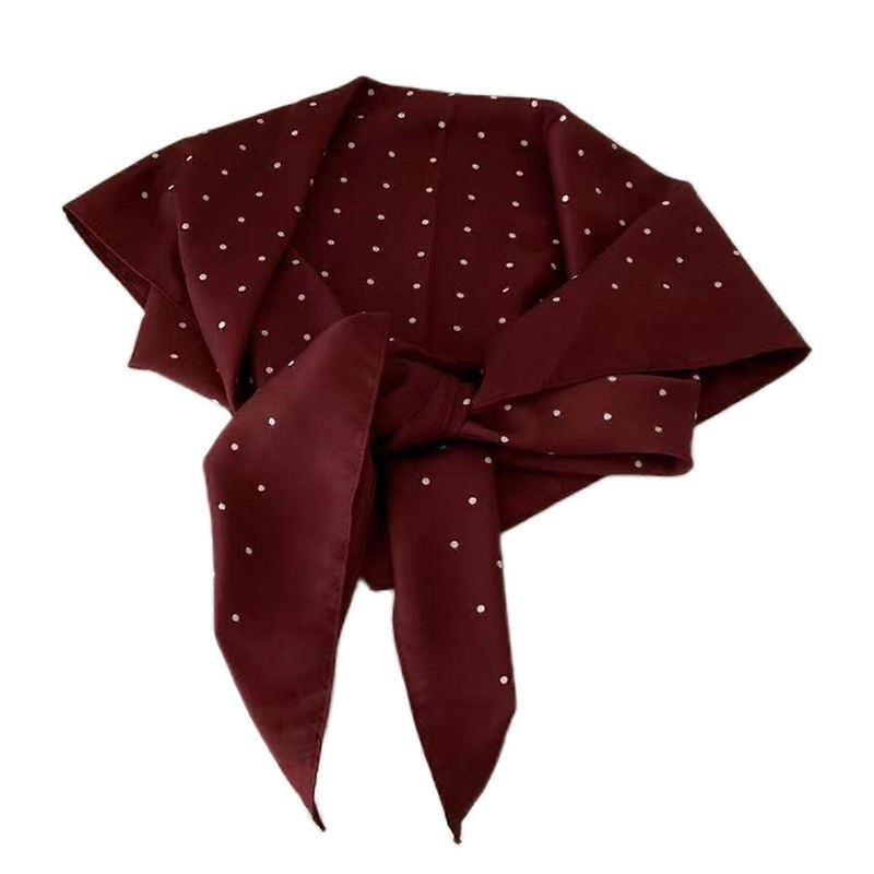 Popular Dotted Bandana Scarf Elegant Silk Scarf for Dinner Party French Styles Neckwear Travel Waistband for Pants Jeans  Burgundy | Fruugo SG