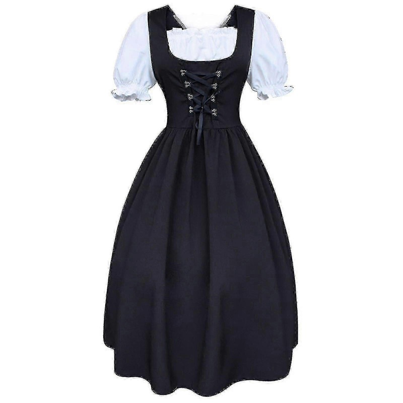 S-5xl Women’s Midi Dirndl Dress 2-pieces With Apron And Blouse Black White E | Fruugo SG