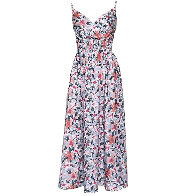 Sleeveless Maxi Dress Deep V-Neck Dress with Digital Florwer Print Spaghetti Strap Dresses Summer Sundress for Women  White XL | Fruugo SG