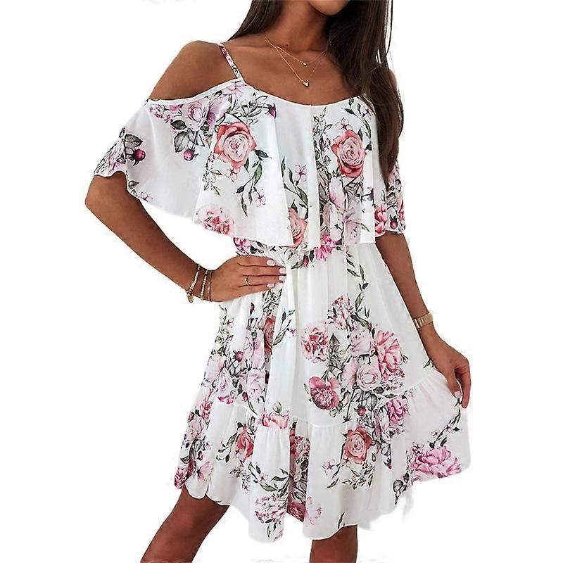 Spring And Summer New Chiffon Print Halter Strapless Sexy Dress Female Floral Casual Dress | Fruugo SG