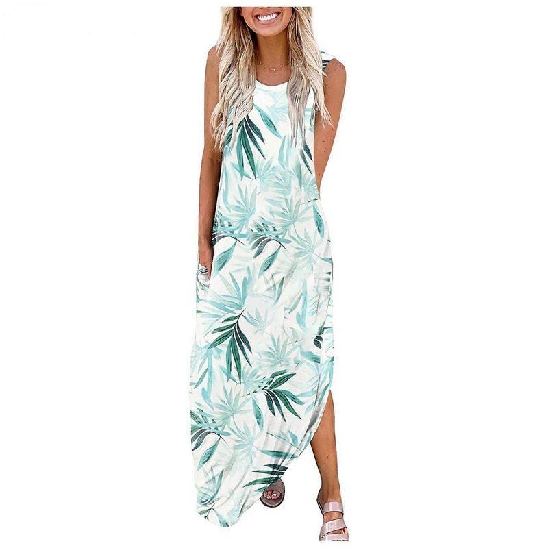 Women’s Casual Loose Sundress Long Dress Sleeveless Split Maxi Dresses Summer Beach Dress with Pockets —– White Size 2XL | Fruugo SG