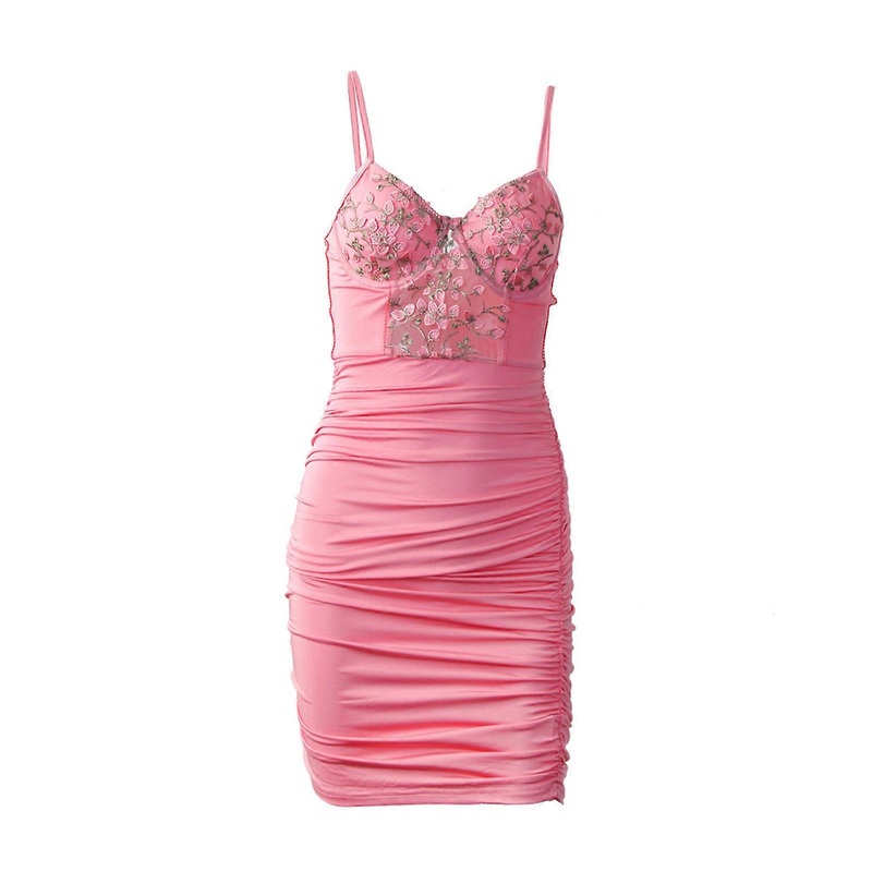 Women’s Elegant Spaghetti Straps Deep V Neck Sleeveless Bodycon Party Dress Sexy Streetwear  Pink S | Fruugo SG