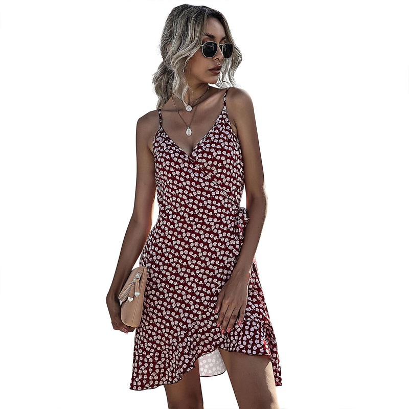Women’s Sling Dress Printed Irregular Ruffle Sexy One-piece Dress | Fruugo SG