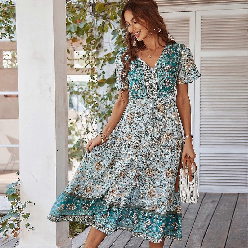 Women’s Summer Bohemian Dress Breathable Short Sleeve Loose Casual Dress For Parties Cocktail Dances | Fruugo SG
