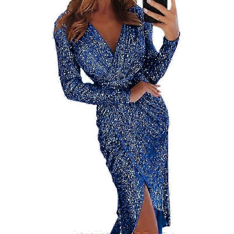 Women Sequin Glitter Party Dress V Neck Bodycon Slim Elegant Nighclub Dresses | Fruugo SG