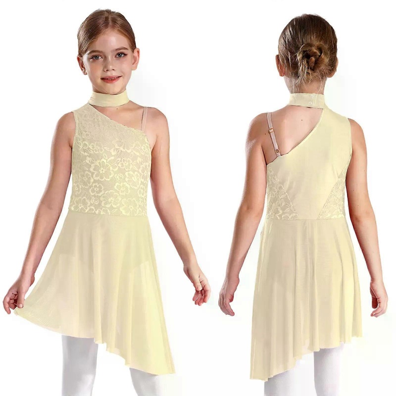 Kids Girls Sleeveless Lace Patchwork Modern Lyrical Dance Leotard Dress for Figure Skating Gymnastics Acrobatics Performance | Fruugo SG