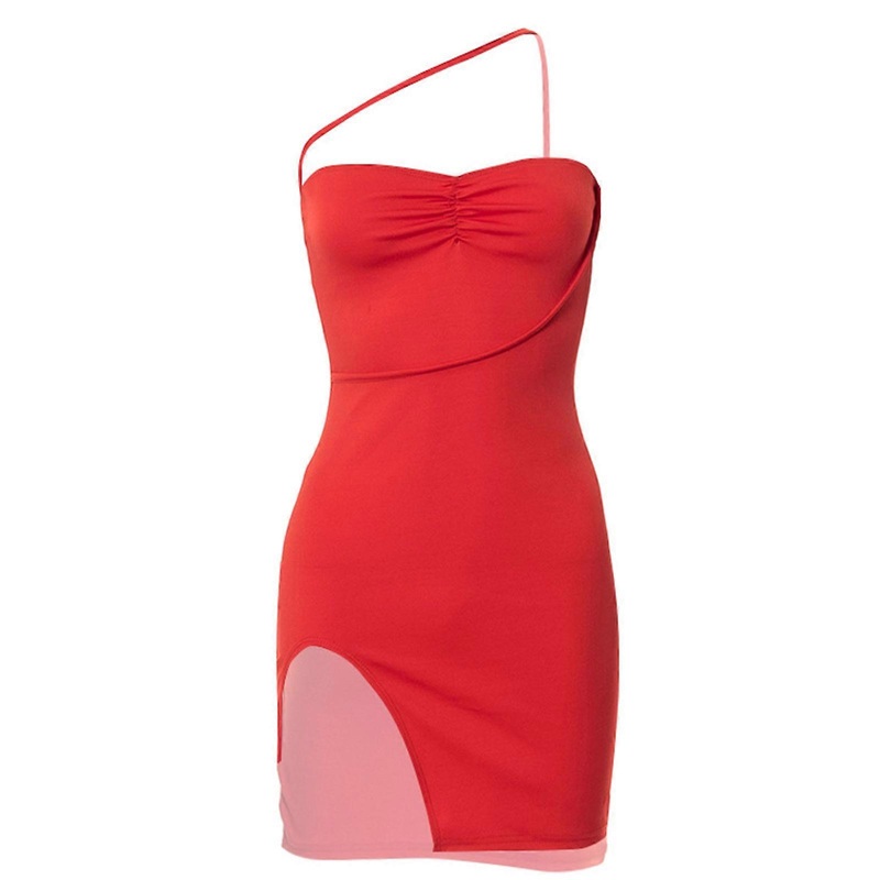 Ladies Split Cocktail Dress Sexy Bodycon Dress Fashion Irregular Tube Top Evening Dress Women’s Vacation Dress for Club  Red S | Fruugo SG