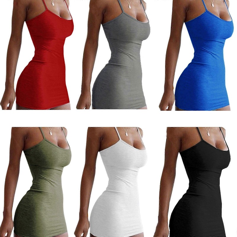 Sexy Women Sling Mini Dress Halter Neck Slim Fit Solid Casual Bodycon Sundress Stretchable for Evening Party Bar Summer  Black S | Fruugo SG