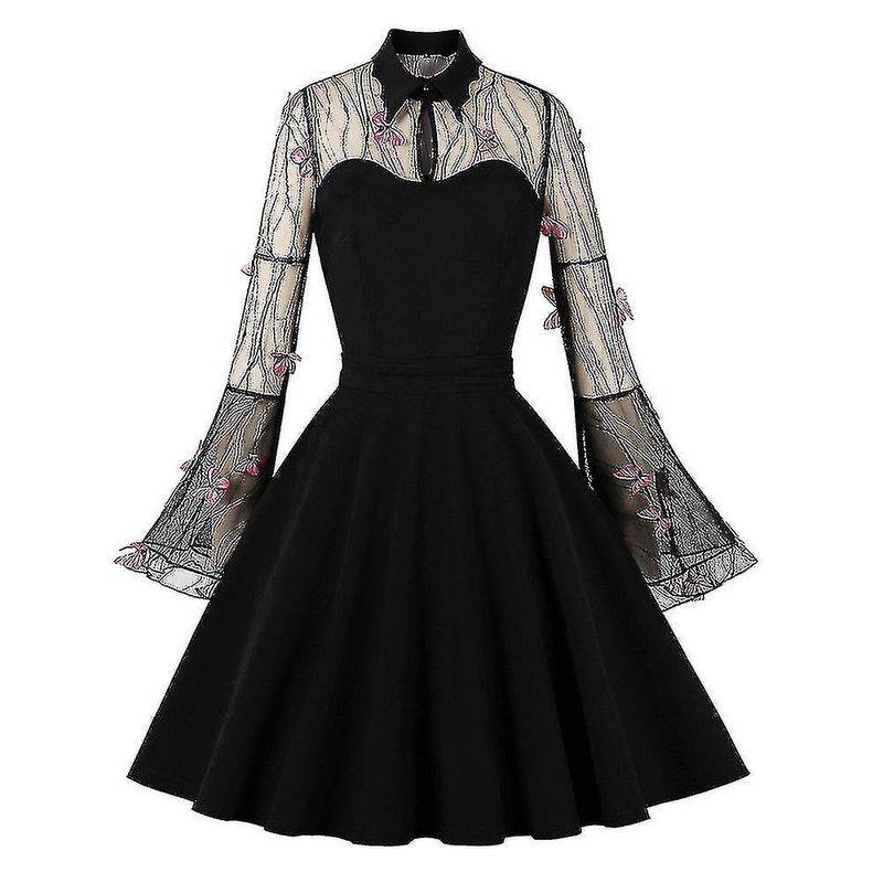 Size Women Lapel Neck Sleeve Casual Ruffle A-line Swing *chyi | Fruugo SG