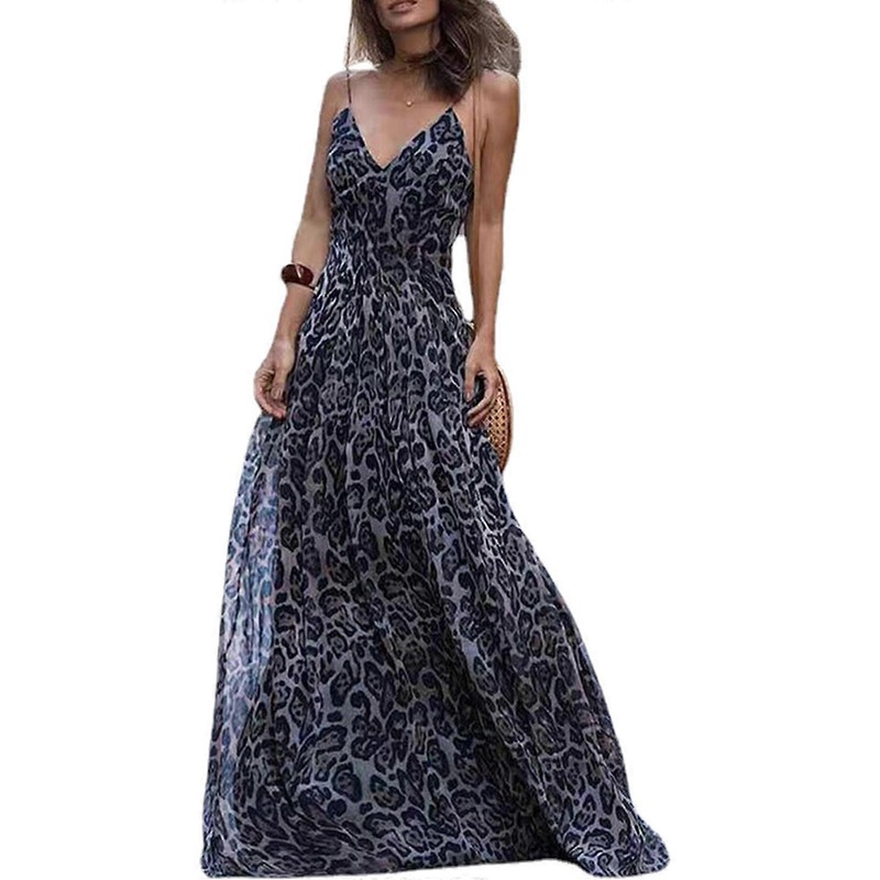 Sleeveless Tube Top Dresses Camisole Long Open back Leopards Print Pattern Outfits High Waist V-Neck Open Back Clothing  Gray S | Fruugo SG