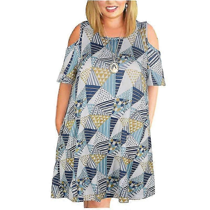 7xl 8xl 9xl Plus Size Women Clothing 2024 New Casual Geometry Print Off Shoulder Dresses Summer Women Casual Short Sleeve Dress A | Fruugo SG
