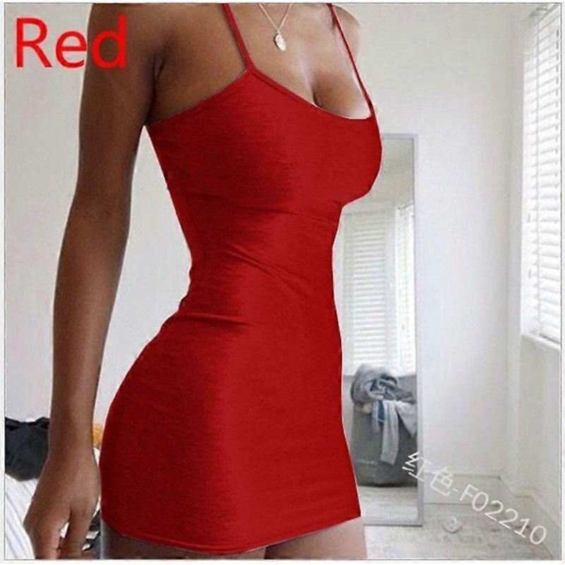 Fashion Stretch Sling Slim Mini Dress Women Sexy Straps Party Spaghetti Straps Dress Summer Solid Bodycon Dreses Vestidos | Fruugo SG